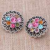 6pcs Crystal Flower Metal Snap Buttons For Snap Bracelet DIY Jewelry