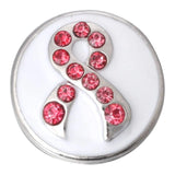 6pcs 18mm Metal Snap Buttons Pink Ribbon Jewelry Fit Snap Bracelets