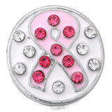 6pcs 18mm Metal Snap Buttons Pink Ribbon Jewelry Fit Snap Bracelets