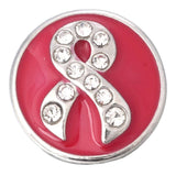 6pcs 18mm Metal Snap Buttons Pink Ribbon Jewelry Fit Snap Bracelets