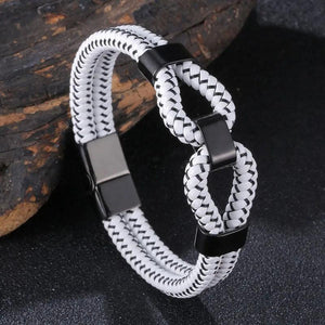 Vintage Braided Leather Charm Bracelet Men Women Stainless Steel Bangle