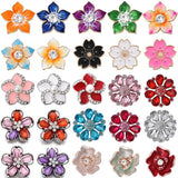 6pcs Flower Crystal Snap Buttons Fit 18mm Metal Snap Button Jewelry DIY