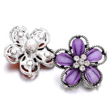 6pcs Flower Crystal Snap Buttons Fit 18mm Metal Snap Button Jewelry DIY