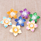 6pcs Flower Crystal Snap Buttons Fit 18mm Metal Snap Button Jewelry DIY