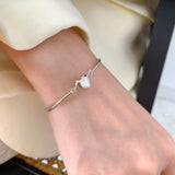 Silver Friendship Bracelet Heart Chain Linked For Women Girl Charm Bangle