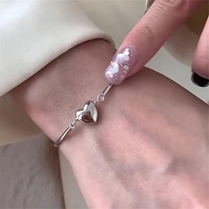 Silver Friendship Bracelet Heart Chain Linked For Women Girl Charm Bangle