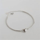 Silver Friendship Bracelet Heart Chain Linked For Women Girl Charm Bangle