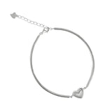 Silver Friendship Bracelet Heart Chain Linked For Women Girl Charm Bangle