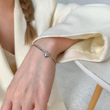 Silver Friendship Bracelet Heart Chain Linked For Women Girl Charm Bangle