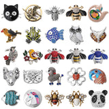 6pcs DIY Crystal Animal Snap Buttons Fit 18mm Metal Snap Button Jewelry