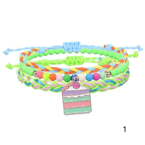 Colorful Beads Wax Line Woven Friendship Bracelet Set