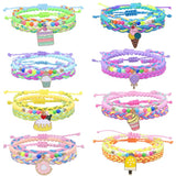 Colorful Beads Wax Line Woven Friendship Bracelet Set