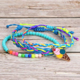 Colorful Beads Wax Line Woven Friendship Bracelet Set