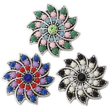 5pc/lot Vintage 18mm Snap Buttons Beads Flower Style Crystal Snap Button Charms