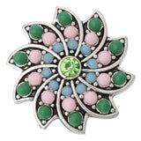 5pc/lot Vintage 18mm Snap Buttons Beads Flower Style Crystal Snap Button Charms