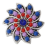 5pc/lot Vintage 18mm Snap Buttons Beads Flower Style Crystal Snap Button Charms