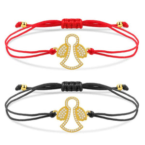 CZ Stones Brass Angel Wing Bracelet Women Adjustable Jewelry Gift