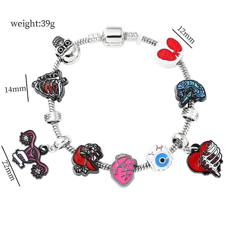 Human Organs Charms Bracelets Metal Enamel Beads Pendant Bangles