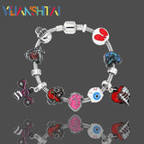 Human Organs Charms Bracelets Metal Enamel Beads Pendant Bangles