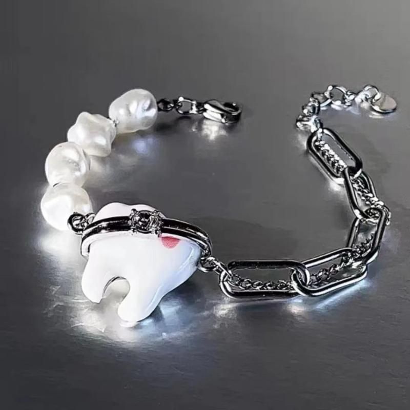 Rhinestone Pearl Chain Bracelet for Women Y2K Jewelry
