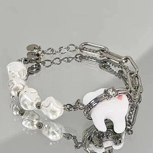 Rhinestone Pearl Chain Bracelet for Women Y2K Jewelry