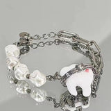 Rhinestone Pearl Chain Bracelet for Women Y2K Jewelry