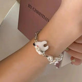 Rhinestone Pearl Chain Bracelet for Women Y2K Jewelry