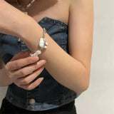 Rhinestone Pearl Chain Bracelet for Women Y2K Jewelry