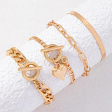 Punk Women's Bracelet Geometric Knitted Chain Bangle Set