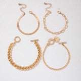 Punk Women's Bracelet Geometric Knitted Chain Bangle Set