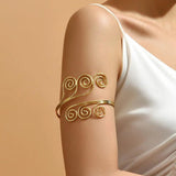 Geometric Pattern Flower Charm Armlet Cuff