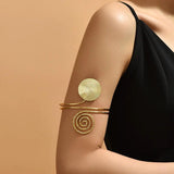 Geometric Pattern Flower Charm Armlet Cuff