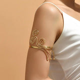 Geometric Pattern Flower Charm Armlet Cuff