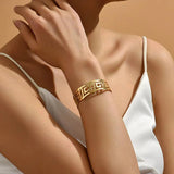 Geometric Pattern Flower Charm Armlet Cuff
