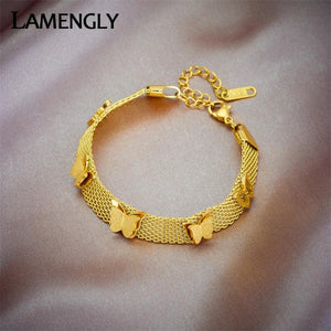 316L Stainless Steel Butterfly Charm Bracelet For Women Girls
