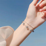 Hypoallergenic Moonstone Round Bead Charm Bracelet Women Jewelry