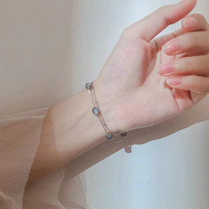 Hypoallergenic Moonstone Round Bead Charm Bracelet Women Jewelry