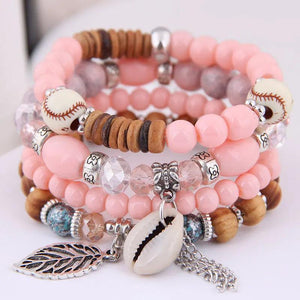 Crystal Bead Bracelets for Women Boho Tassel Charm Bracelet Bijoux