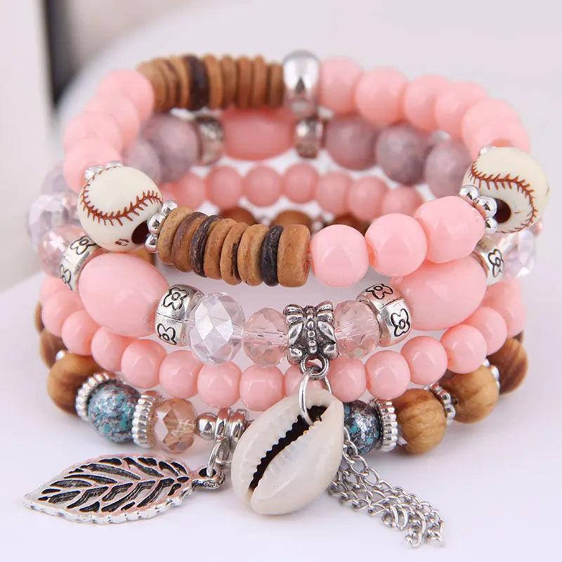 Crystal Bead Bracelets for Women Boho Tassel Charm Bracelet Bijoux