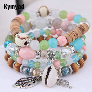 Crystal Bead Bracelets for Women Boho Tassel Charm Bracelet Bijoux