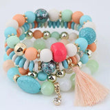 Crystal Bead Bracelets for Women Boho Tassel Charm Bracelet Bijoux