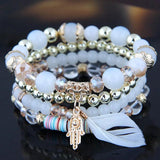 Crystal Bead Bracelets for Women Boho Tassel Charm Bracelet Bijoux