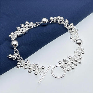 Noble Charms Silver Plated Beads Bracelet Chain for Women
