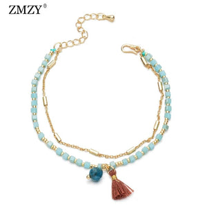 Double Crystal Glass Beaded Bracelet for Women