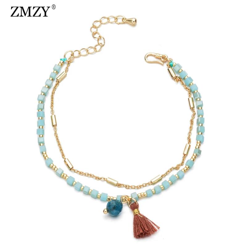 Double Crystal Glass Beaded Bracelet for Women
