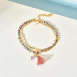 Double Crystal Glass Beaded Bracelet for Women