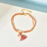 Double Crystal Glass Beaded Bracelet for Women