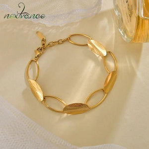 Nextvance Hot Stainless Steel Geometry Oval Hand Chain Bracelet