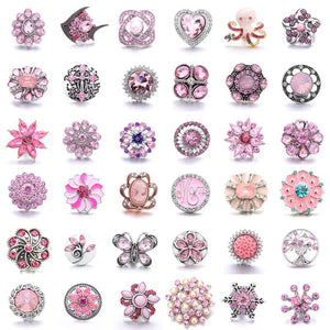 5pcs/lot 18mm Metal Snap Buttons Jewelry Style Fish Heart Pink Button