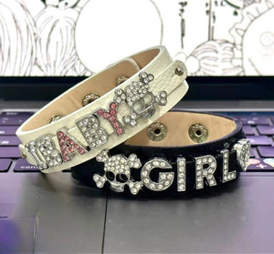 Y2K Heart Skull Bone Letters Bracelet Harajuku Punk Leather Bangle